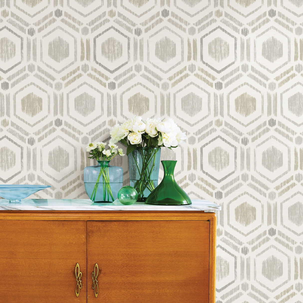 A-Street Prints 2901-25434 Borneo Light Grey Geometric Grasscloth Wallpaper