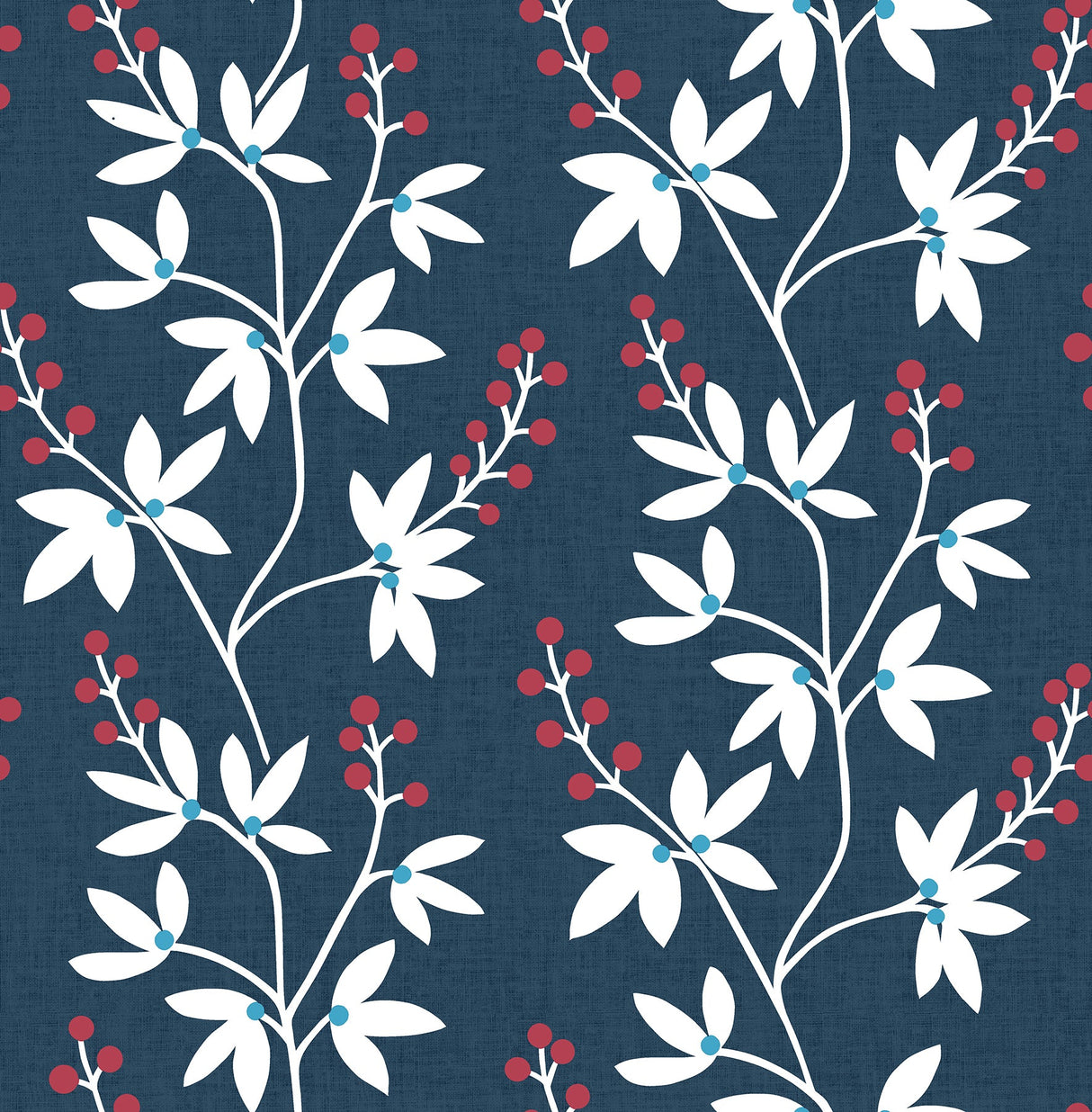 A-Street Prints 2901-25438 Linnea Elsa Navy Botanical Trail Wallpaper