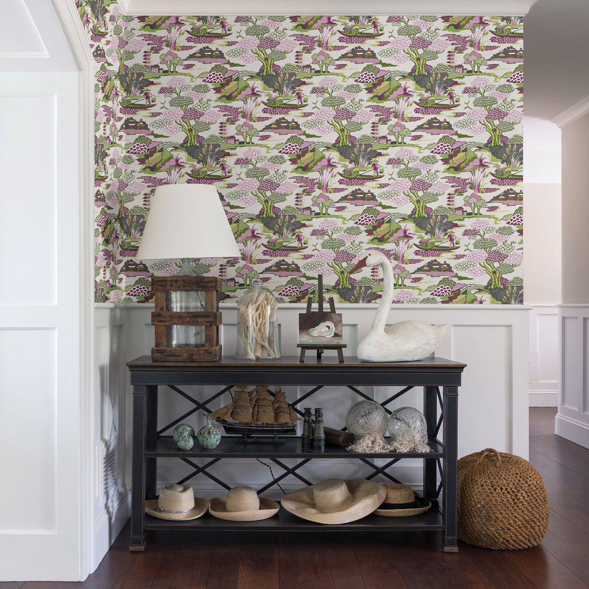 A-Street Prints 2901-87506 Joy De Vie Magenta Toile Wallpaper