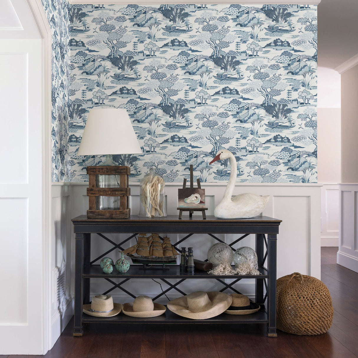 A-Street Prints 2901-87507 Joy De Vie Blue Toile Wallpaper