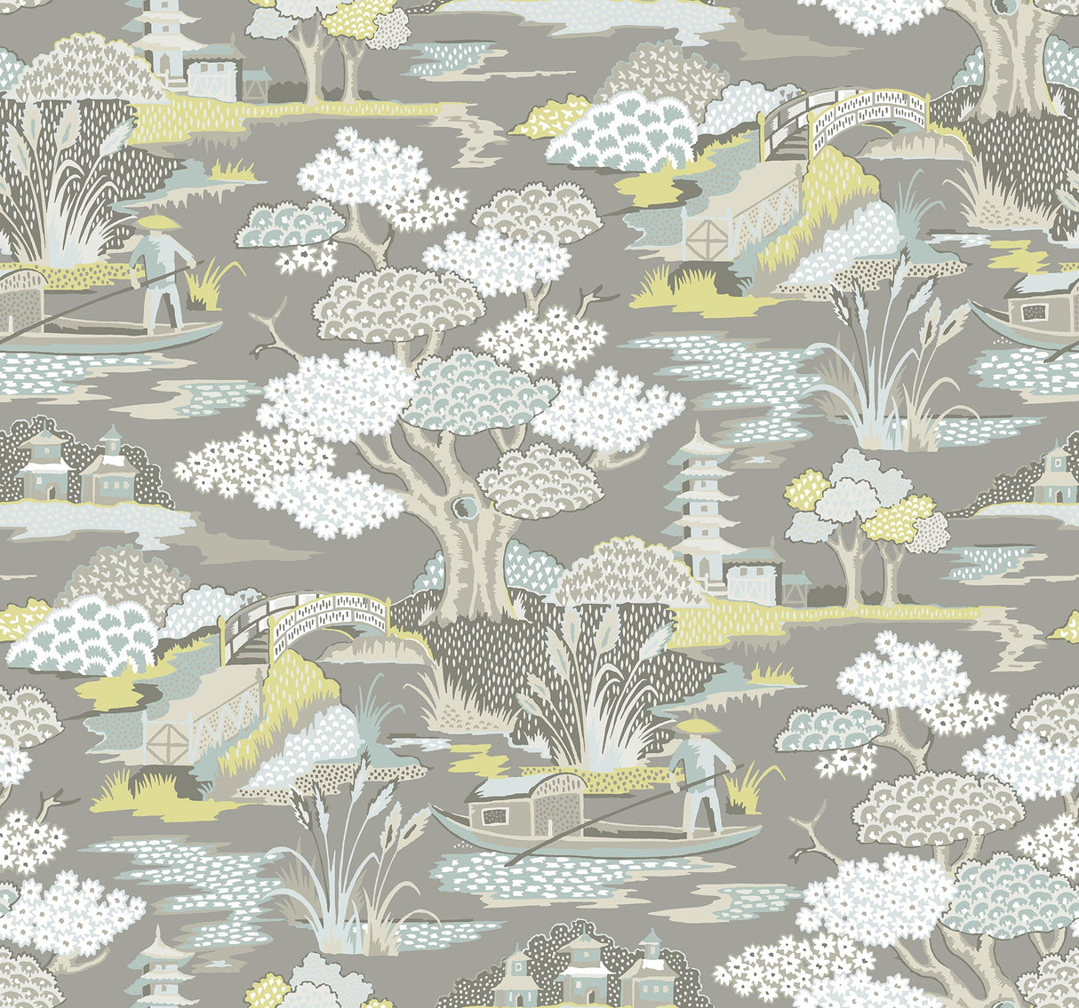 A-Street Prints 2901-87511 Joy De Vie Grey Toile Wallpaper