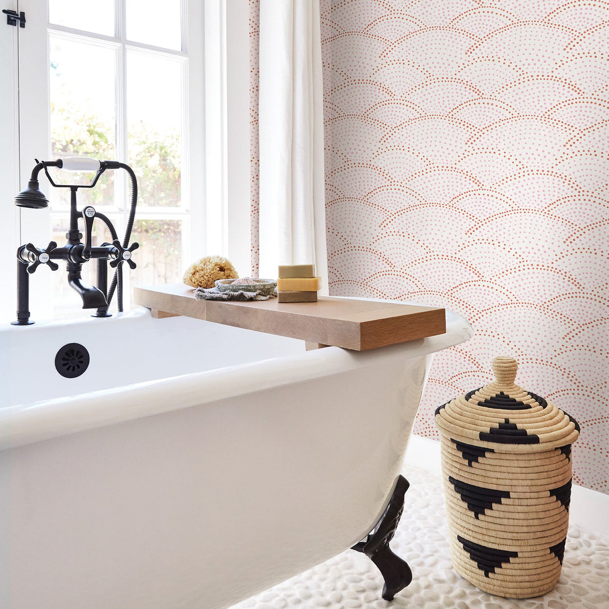 A-Street Prints 2903-25801 Bennett Pink Dotted Scallop Wallpaper