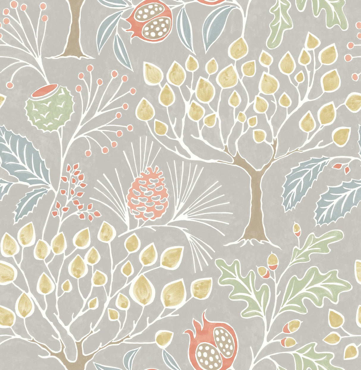 A-Street Prints 2903-25829 Shiloh Light Grey Botanical Wallpaper