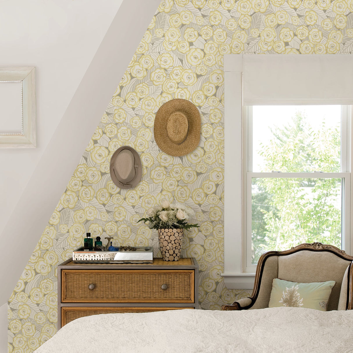 A-Street Prints 2903-25834 Emery Light Yellow Floral Wallpaper
