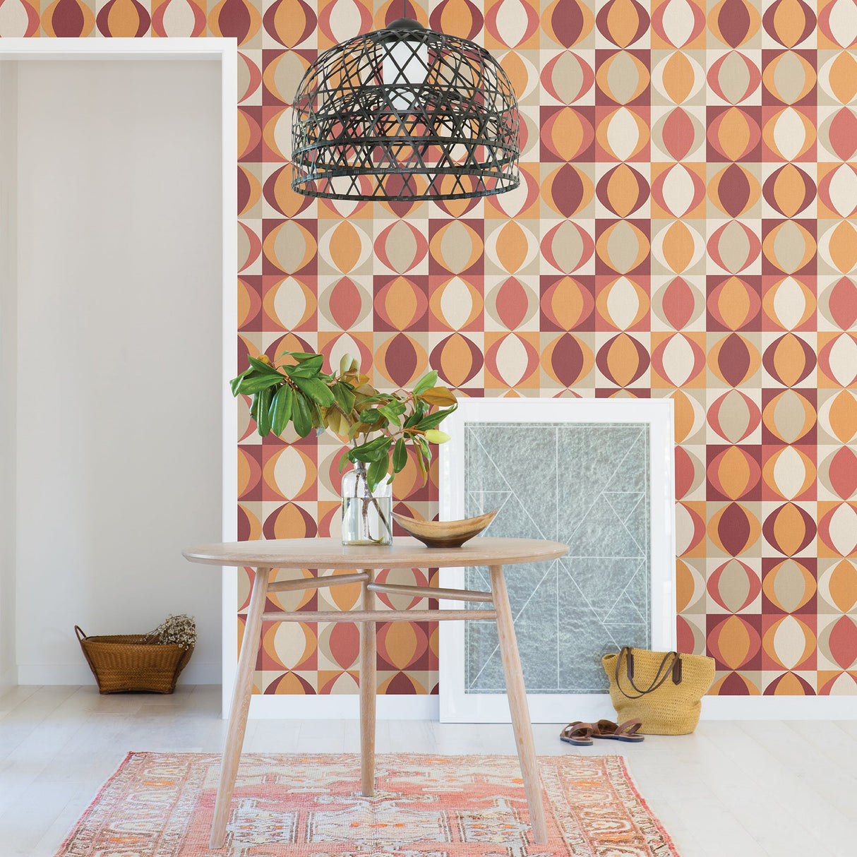 A-Street Prints 2903-25842 Archer Red Linen Geometric Wallpaper