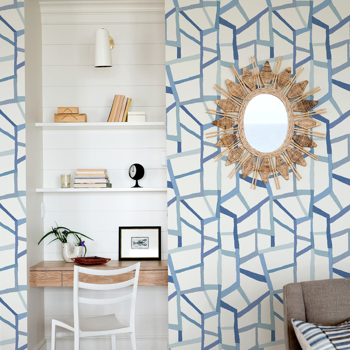 A-Street Prints 2903-25849 Tate Blue Geometric Linen Wallpaper