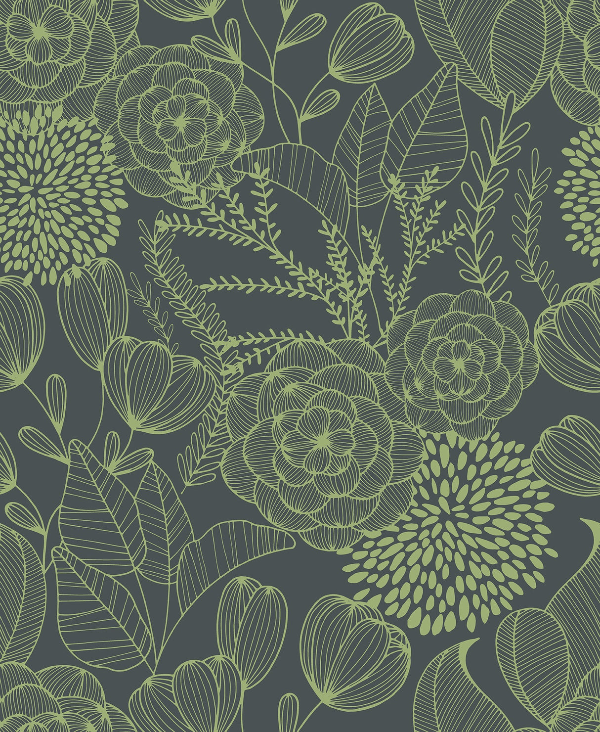A-Street Prints 2903-25855 Alannah Green Botanical Wallpaper
