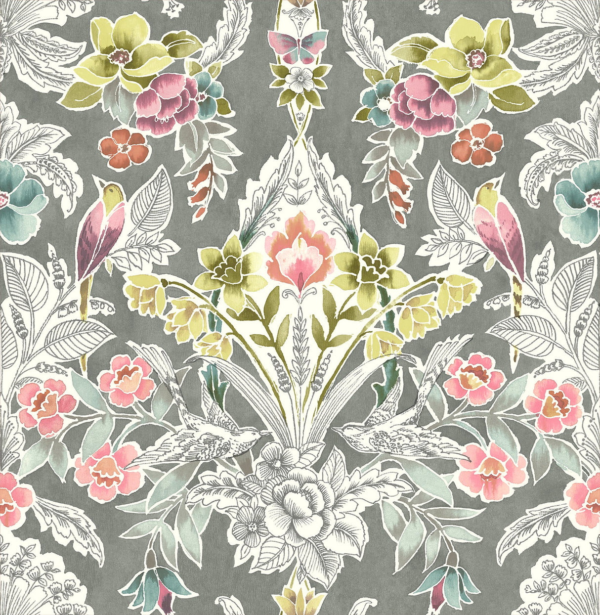 A-Street Prints 2903-25860 Vera Multicolor Floral Damask Wallpaper