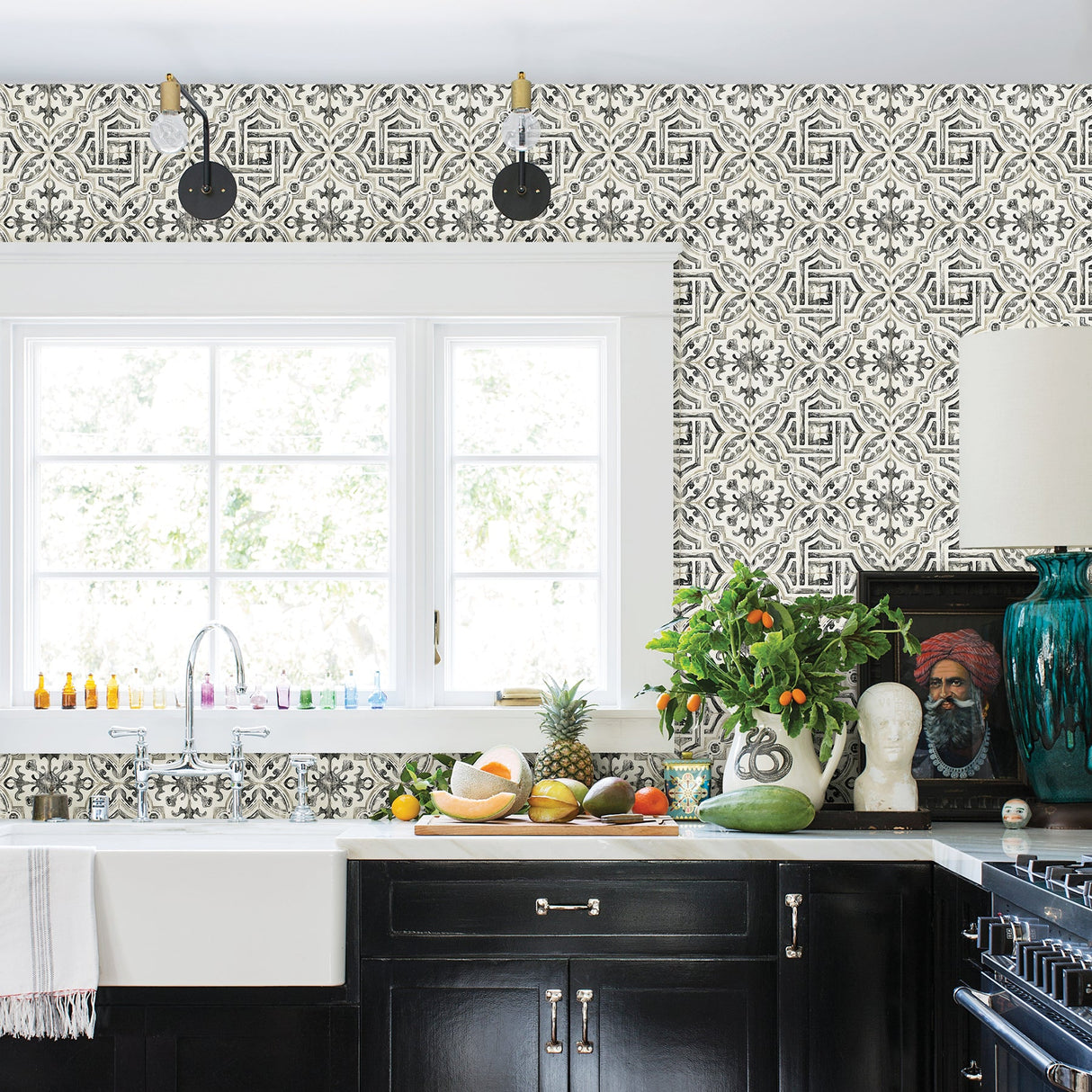 Brewster 2904-12331 Sonoma Charcoal Spanish Tile Wallpaper