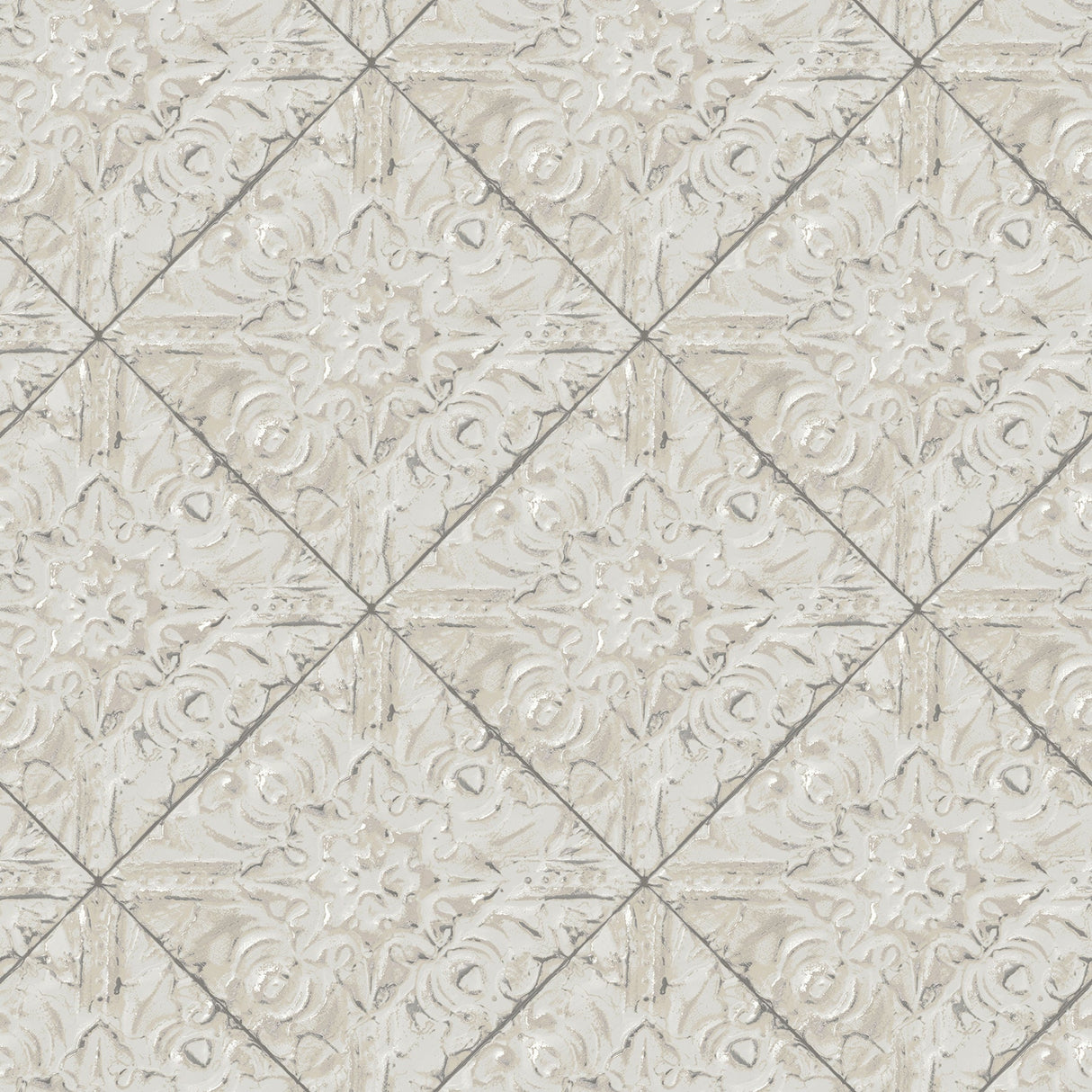 Brewster 2904-13094 Brandi Grey Tin Tile Wallpaper
