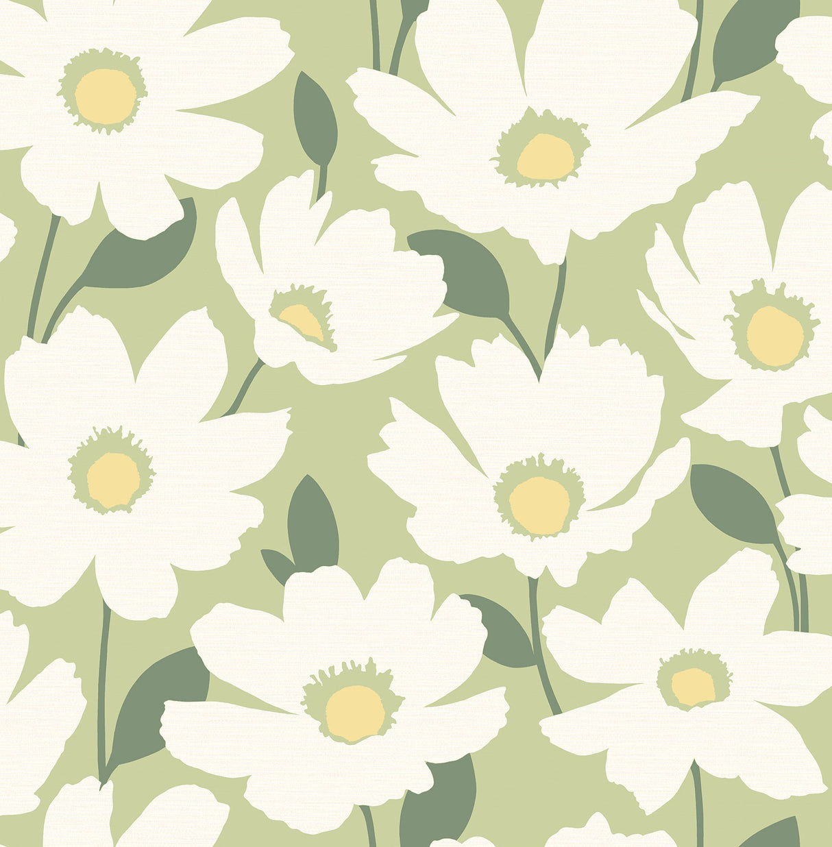 Brewster 2904-25677 Astera Green Floral Wallpaper