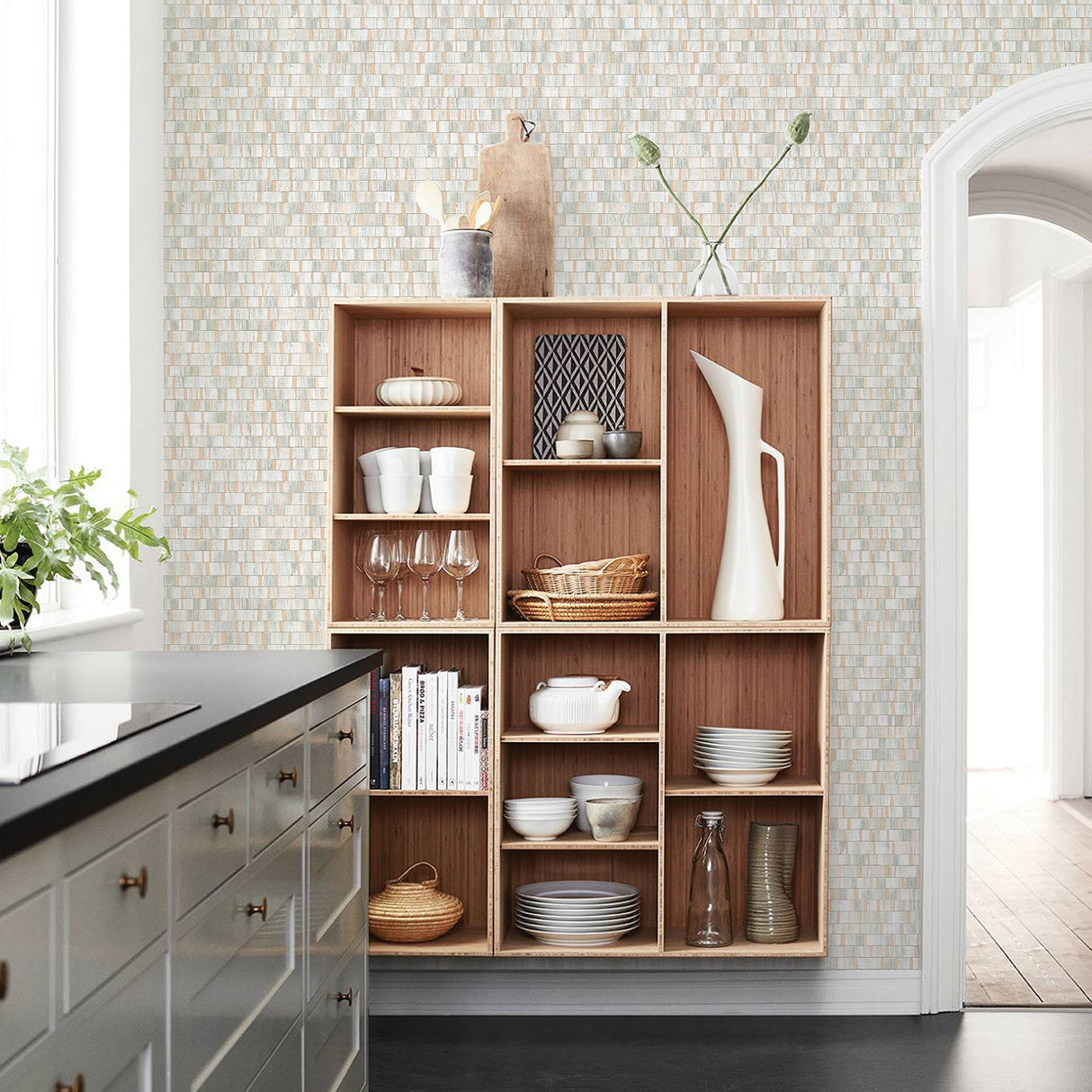 A-Street Prints 2908-24924 Dobby Champagne Geometric Wallpaper