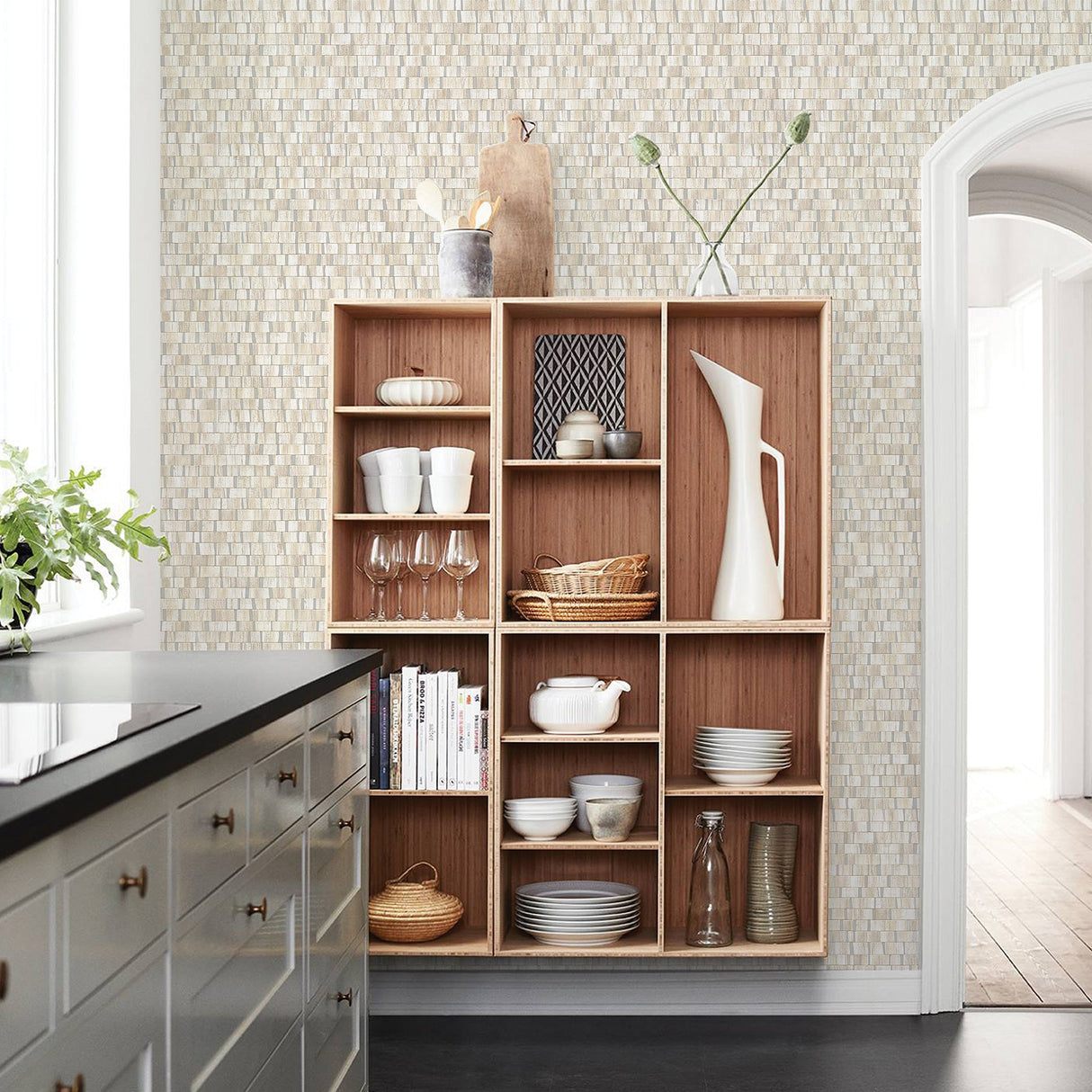 A-Street Prints 2908-24926 Dobby Cream Geometric Wallpaper