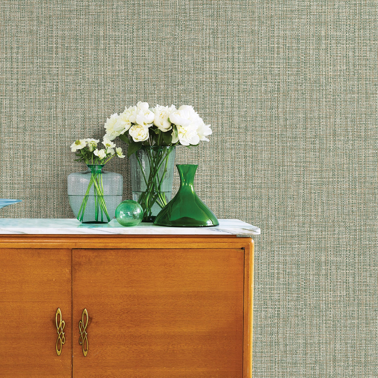 A-Street Prints 2908-24946 Rattan Green Woven Wallpaper