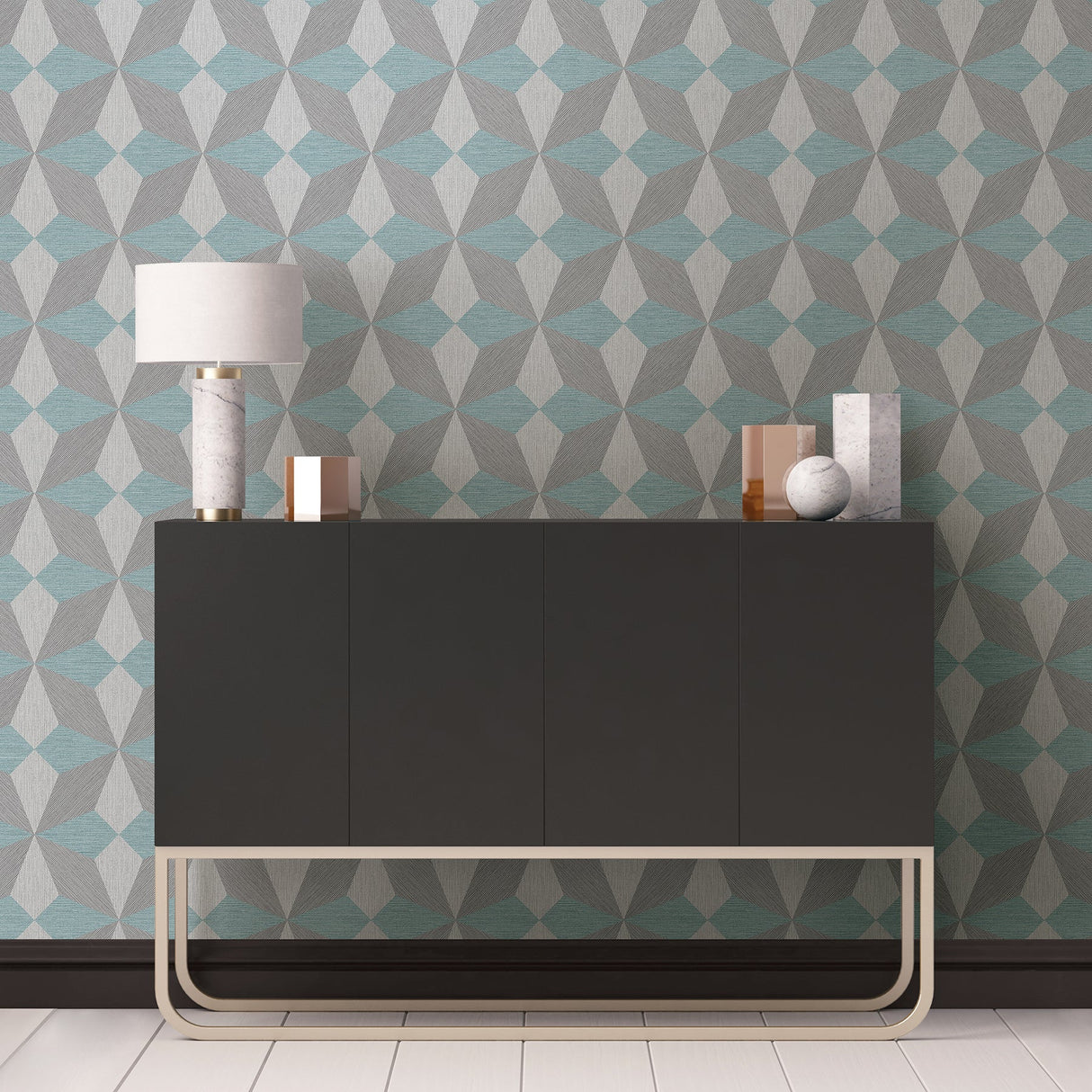 A-Street Prints 2908-25304 Valiant Aqua Faux Grasscloth Geometric Wallpaper