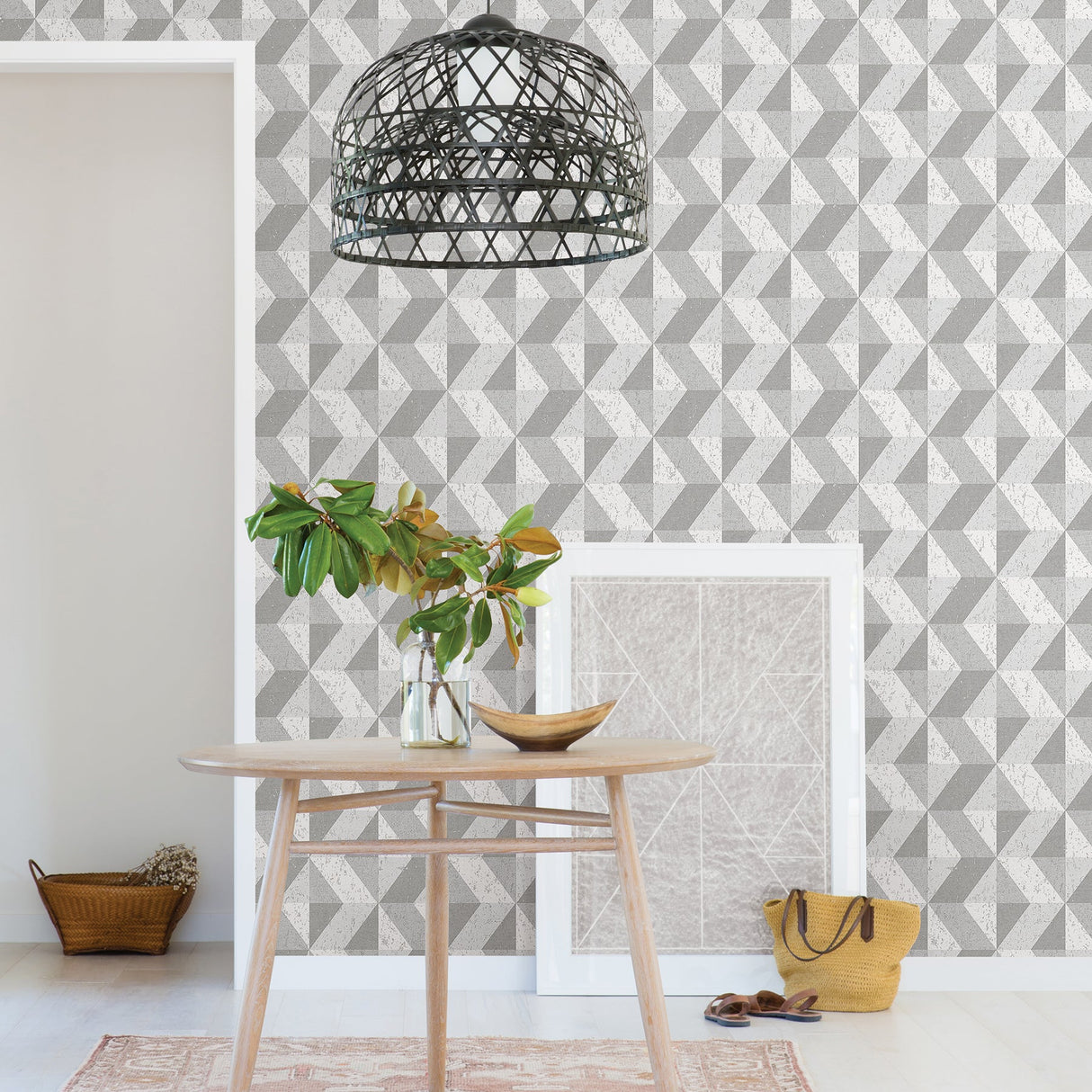 A-Street Prints 2908-25314 Cerium Grey Concrete Geometric Wallpaper