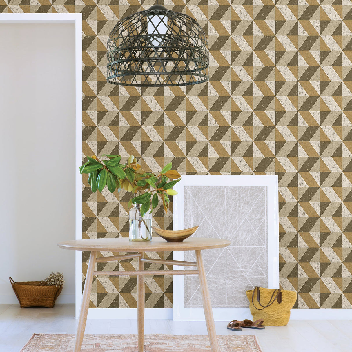 A-Street Prints 2908-25315 Cerium Light Brown Concrete Geometric Wallpaper