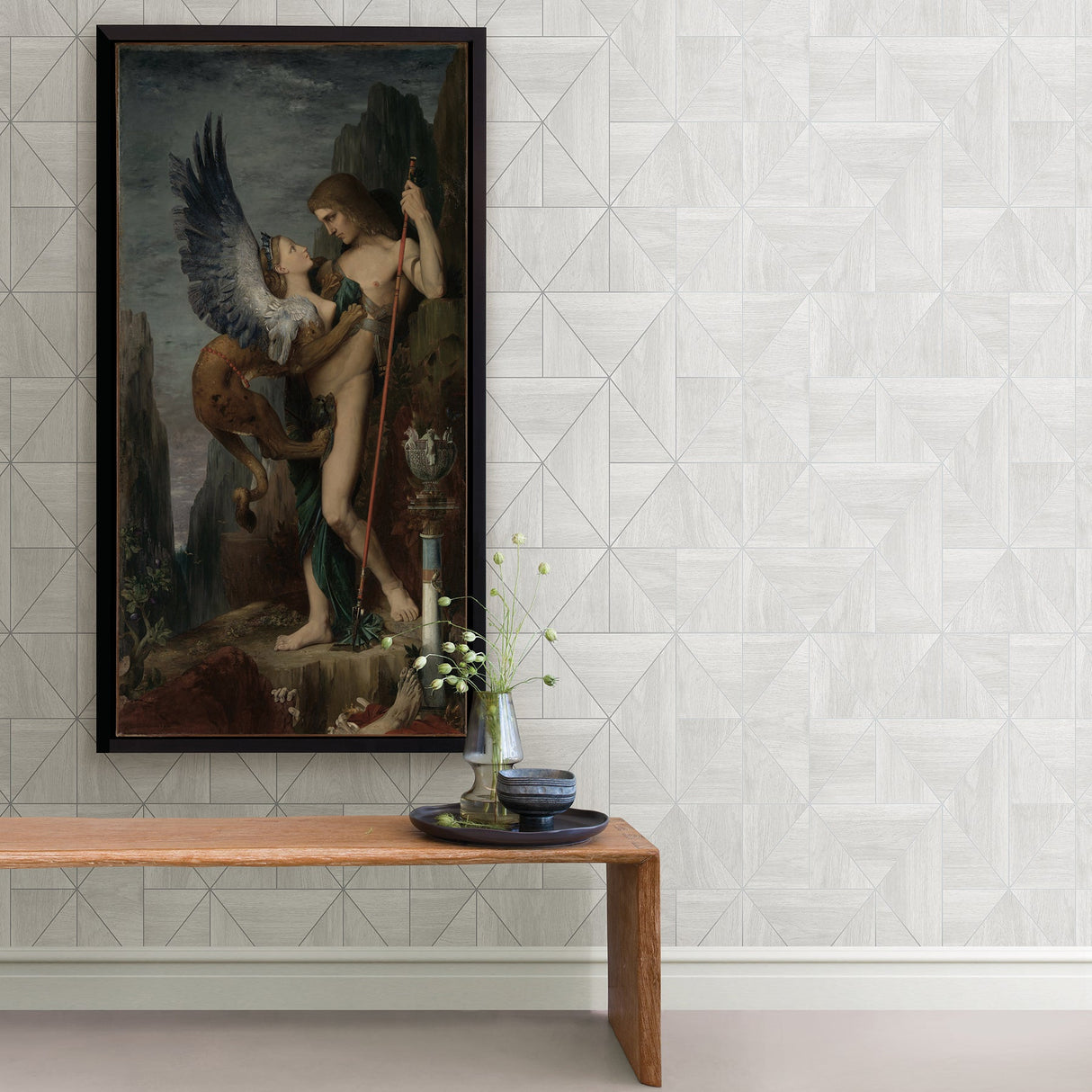 A-Street Prints 2908-25320 Cheverny Light Grey Geometric Wood Wallpaper