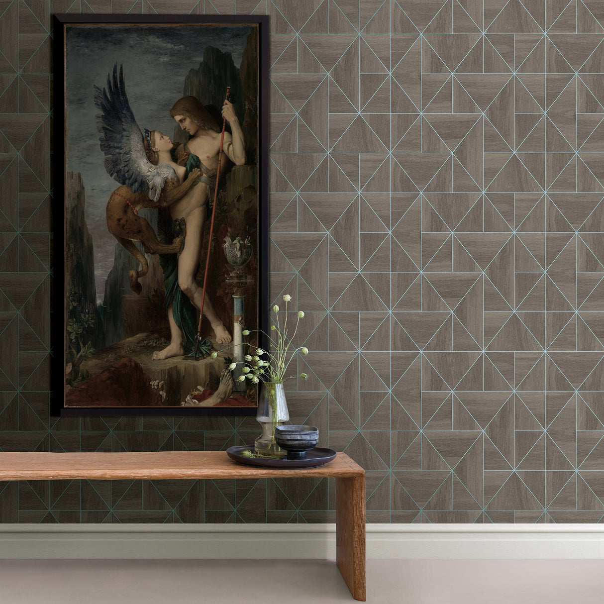 A-Street Prints 2908-25322 Cheverny Coffee Geometric Wood Wallpaper