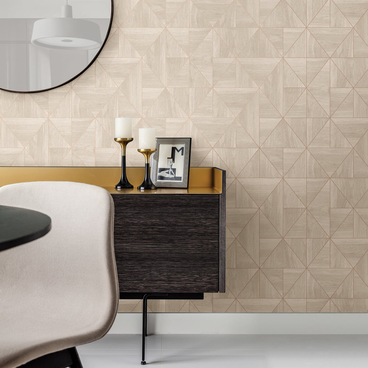 A-Street Prints 2908-25324 Cheverny Cream Geometric Wood Wallpaper
