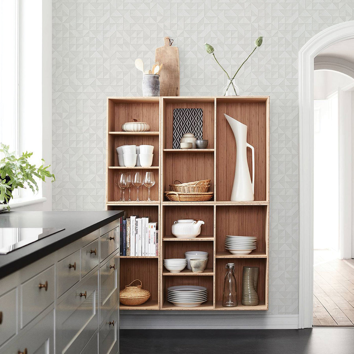 A-Street Prints 2908-25325 Gallerie Light Grey Geometric Wood Wallpaper