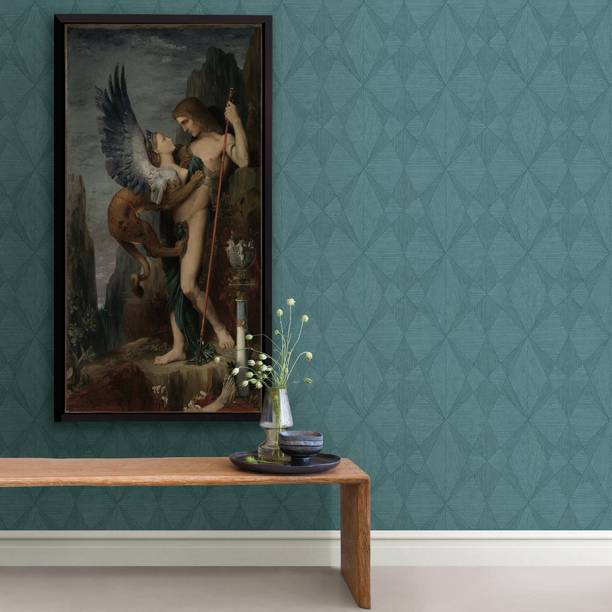 A-Street Prints 2908-25331 Intrinsic Teal Geometric Wood Wallpaper