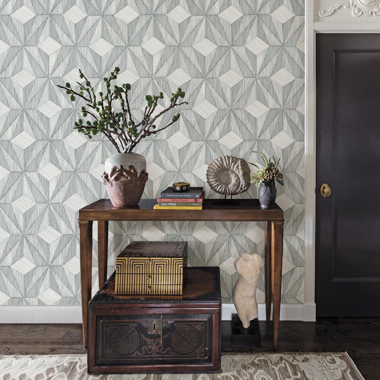 A-Street Prints 2908-87103 Paragon Slate Geometric Wallpaper