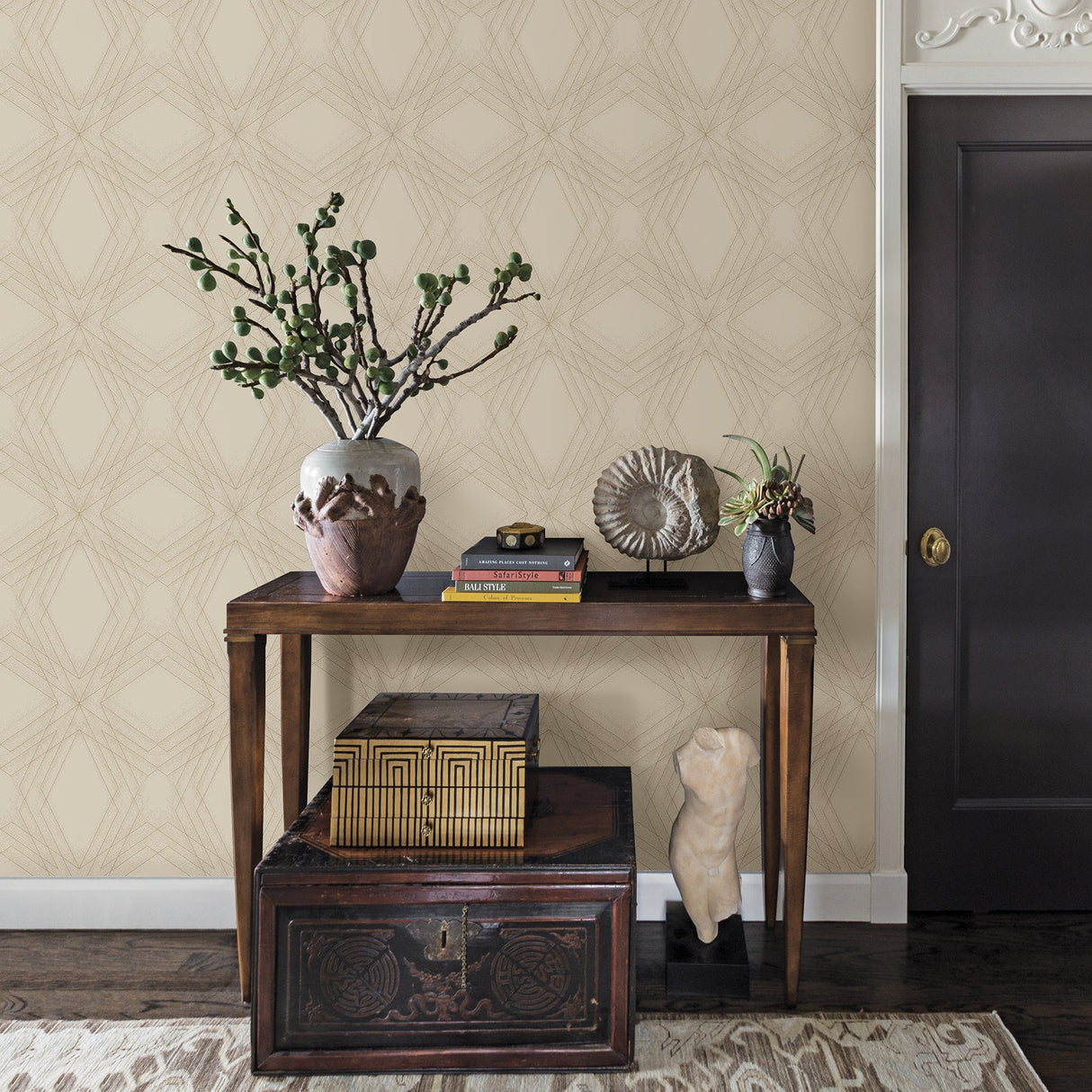 A-Street Prints 2908-87106 Relativity Beige Geometric Wallpaper