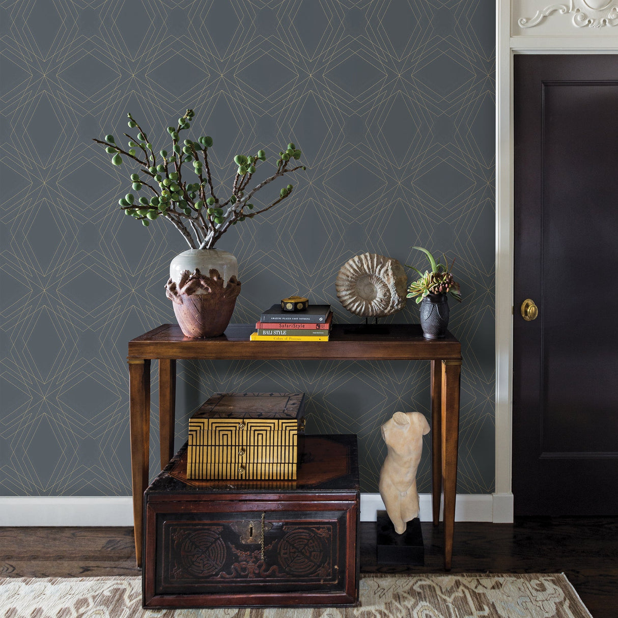 A-Street Prints 2908-87107 Relativity Charcoal Geometric Wallpaper