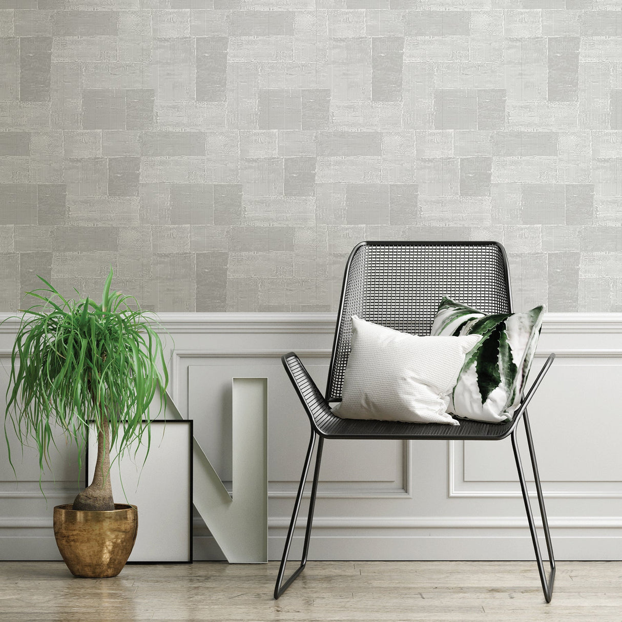 A-Street Prints 2908-87114 Composition Silver Global Geometric Wallpaper