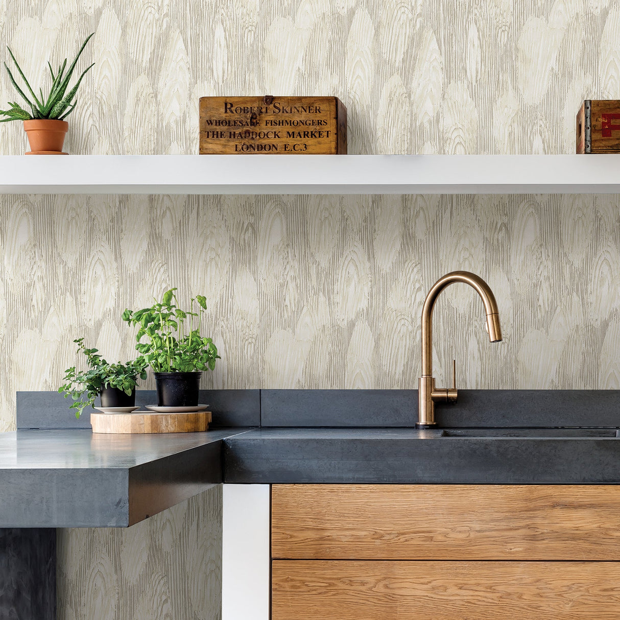 A-Street Prints 2908-87119 Monolith Silver Abstract Wood Wallpaper