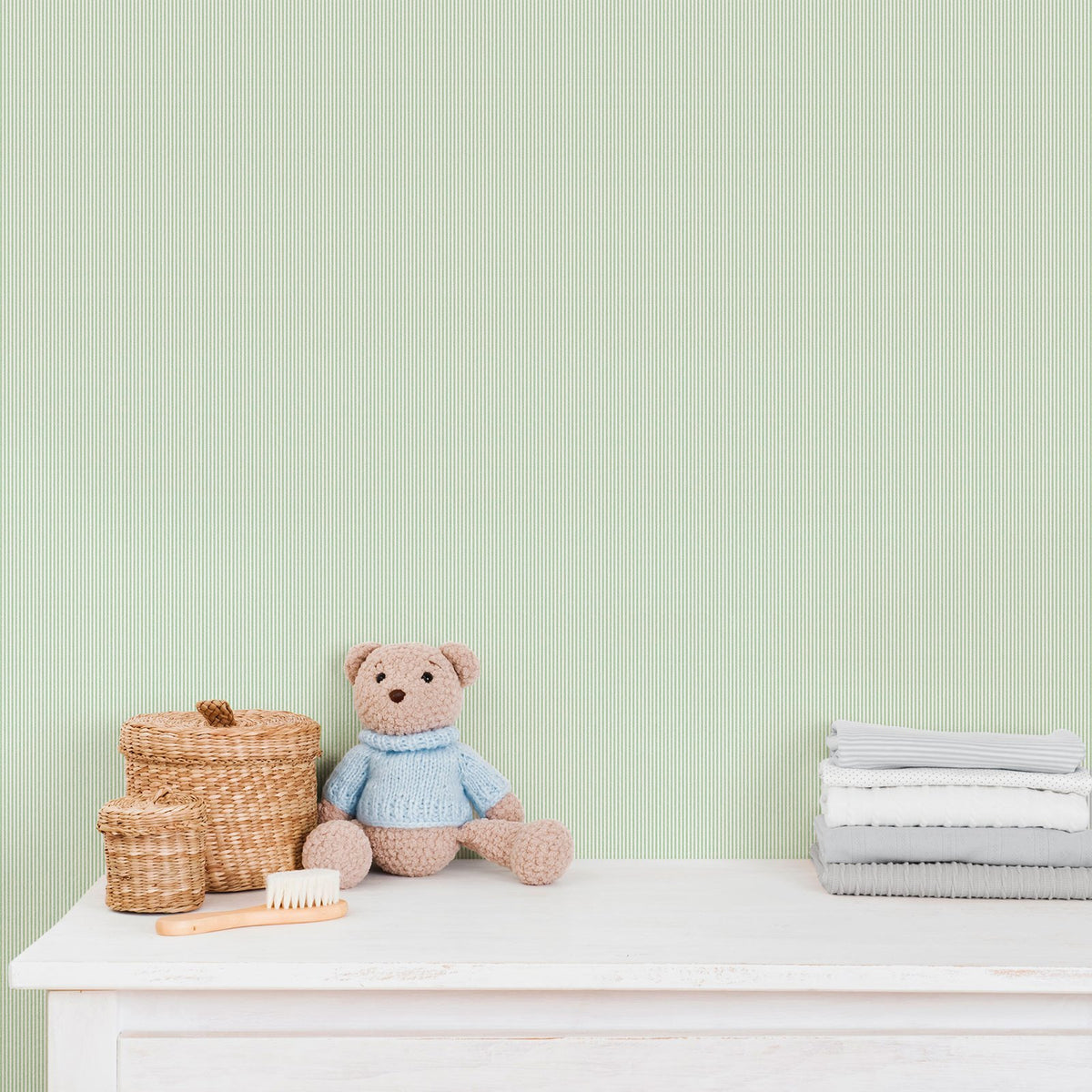Galerie Bambino Tiny Stripes Green Sidewall 292-4