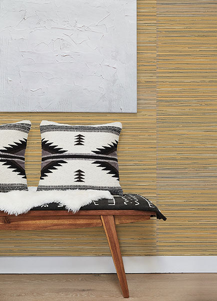 Eade’s Ushi Black Modern Grasscloth Wallpaper Black