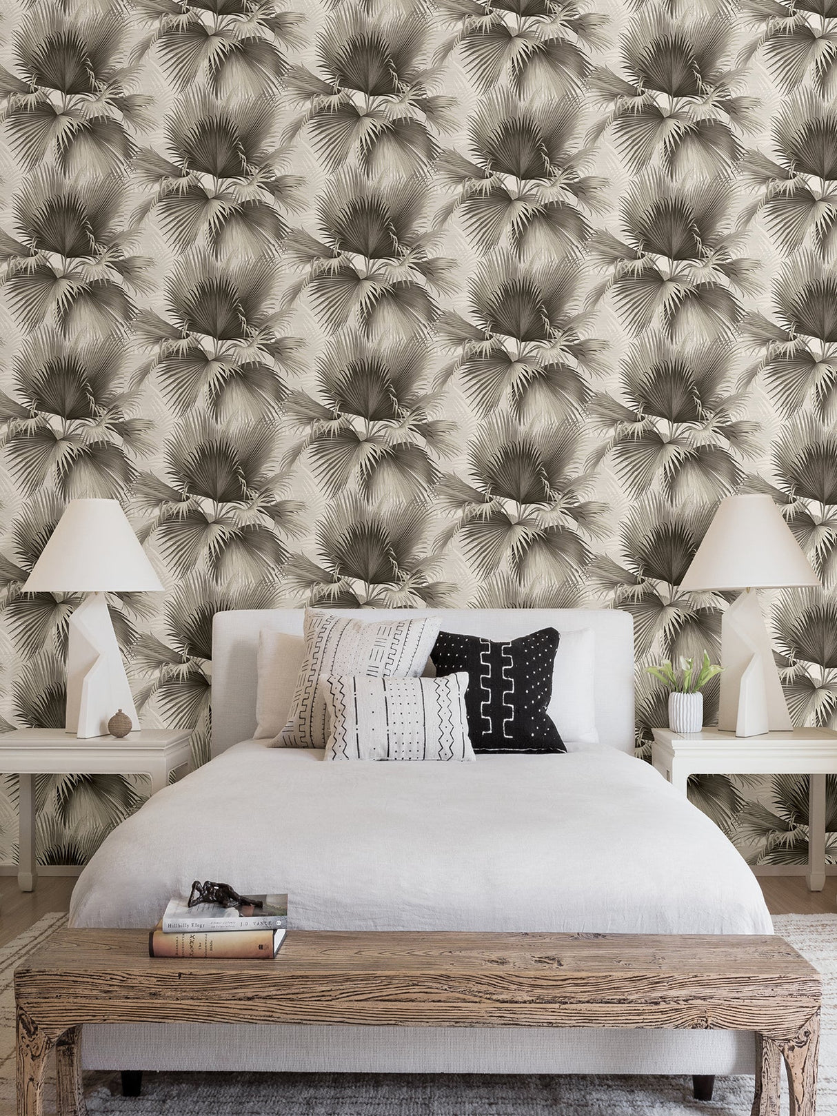 A-Street Prints 2927-40100 Summer Palm Charcoal Tropical Wallpaper