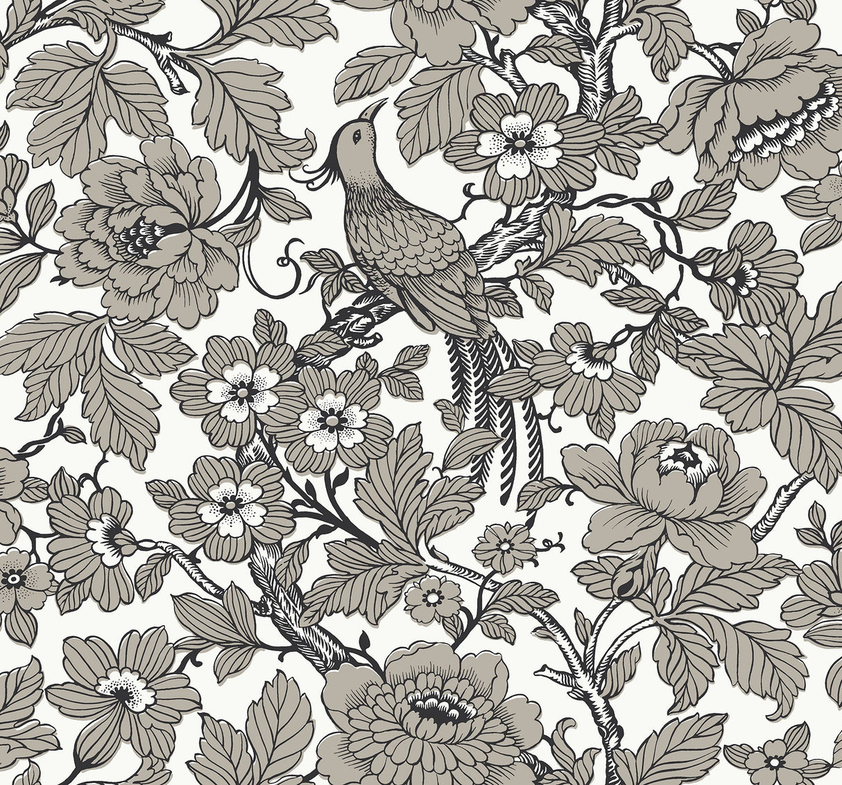 A-Street Prints 2927-80410 Beaufort Black Peony Chinoiserie Wallpaper