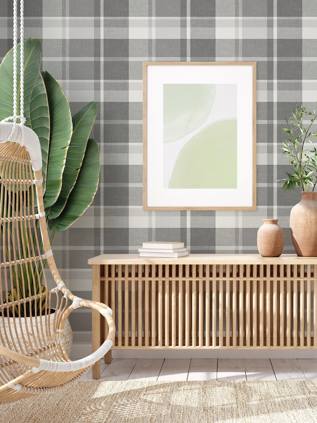 A-Street Prints 2927-81108 Madaket Dark Grey Plaid Wallpaper