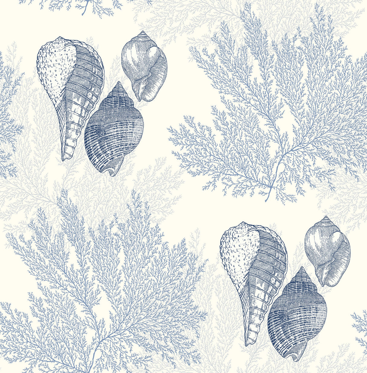 A-Street Prints 2927-81202 Nauset Blue Seashell Shores Wallpaper