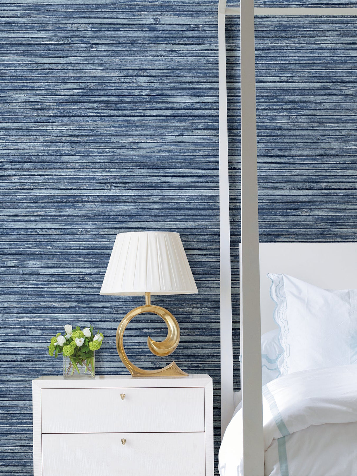 A-Street Prints 2927-81302 Bellport Denim Wooden Slat Wallpaper