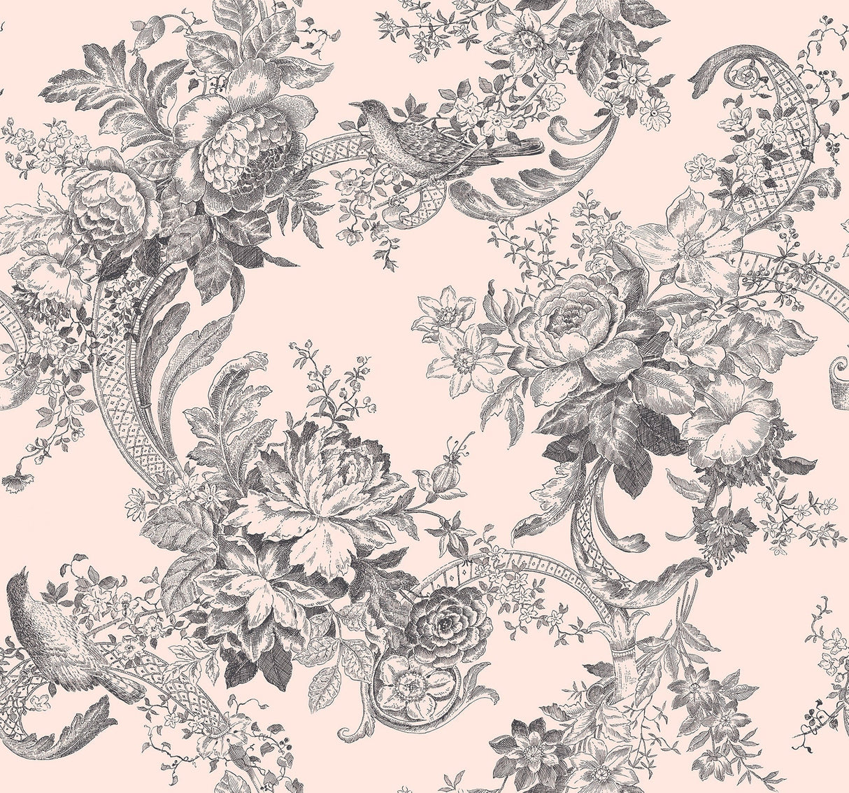 A-Street Prints 2927-81601 Carmel Blush Baroque Florals Wallpaper