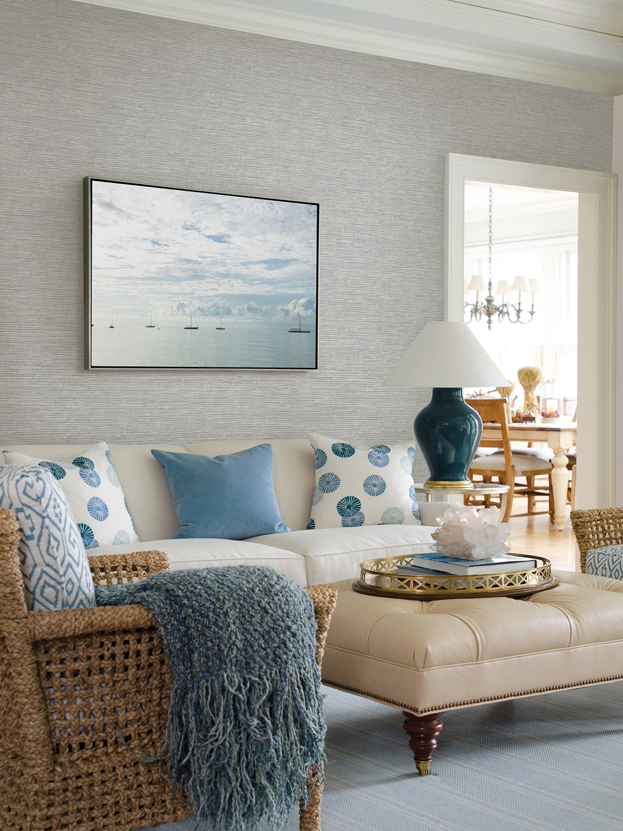 A-Street Prints 2927-81708 Tiverton Grey Faux Grasscloth Wallpaper