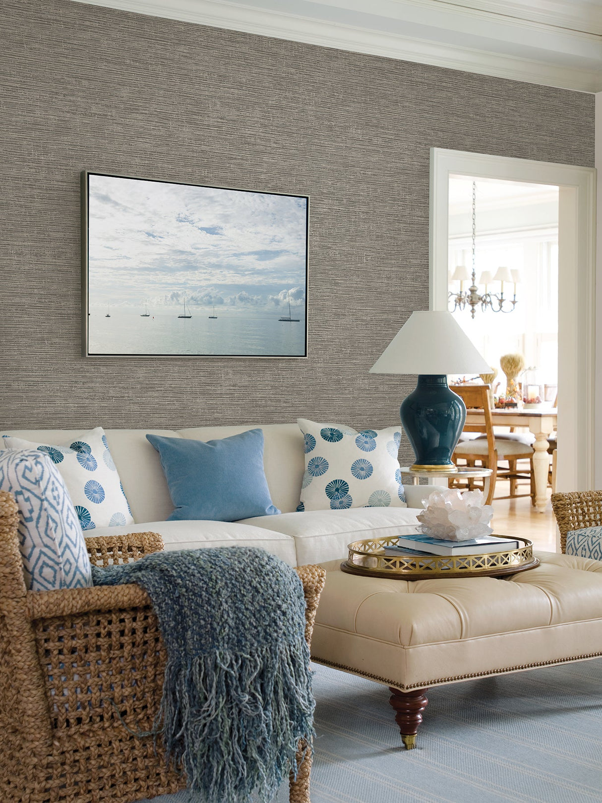 A-Street Prints 2927-81710 Tiverton Charcoal Faux Grasscloth Wallpaper