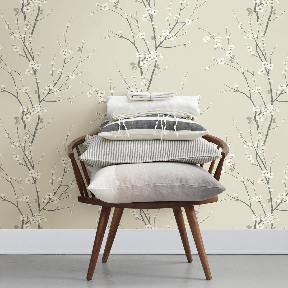 A-Street Prints 2927-81805 Monterey Ivory Floral Branch Wallpaper