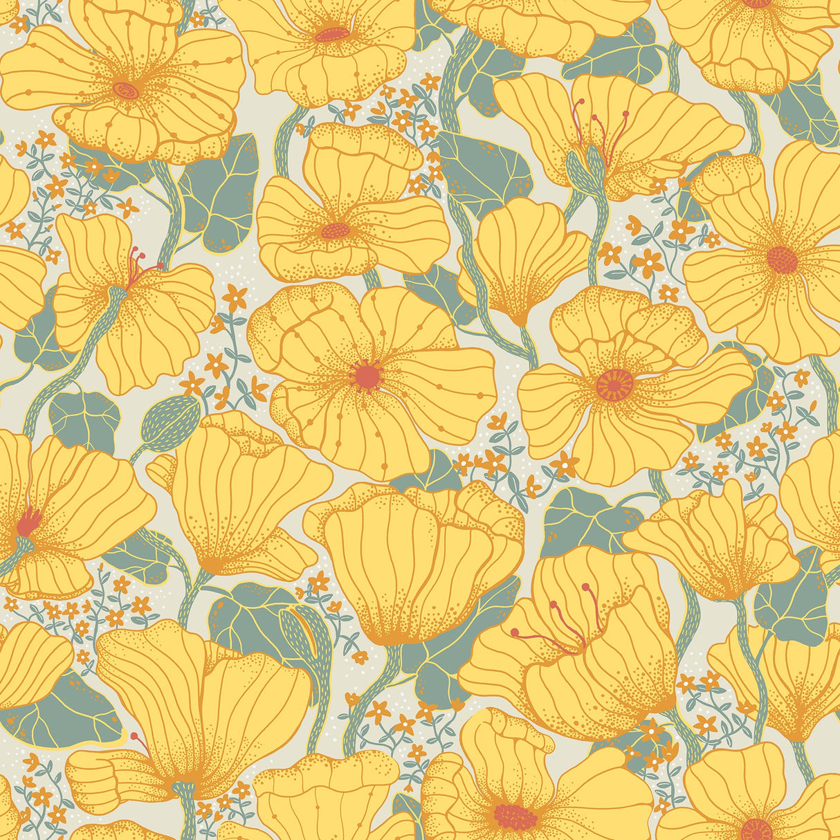 A-Street Prints 2932-65112 Matilda Yellow Poppy Fields Wallpaper