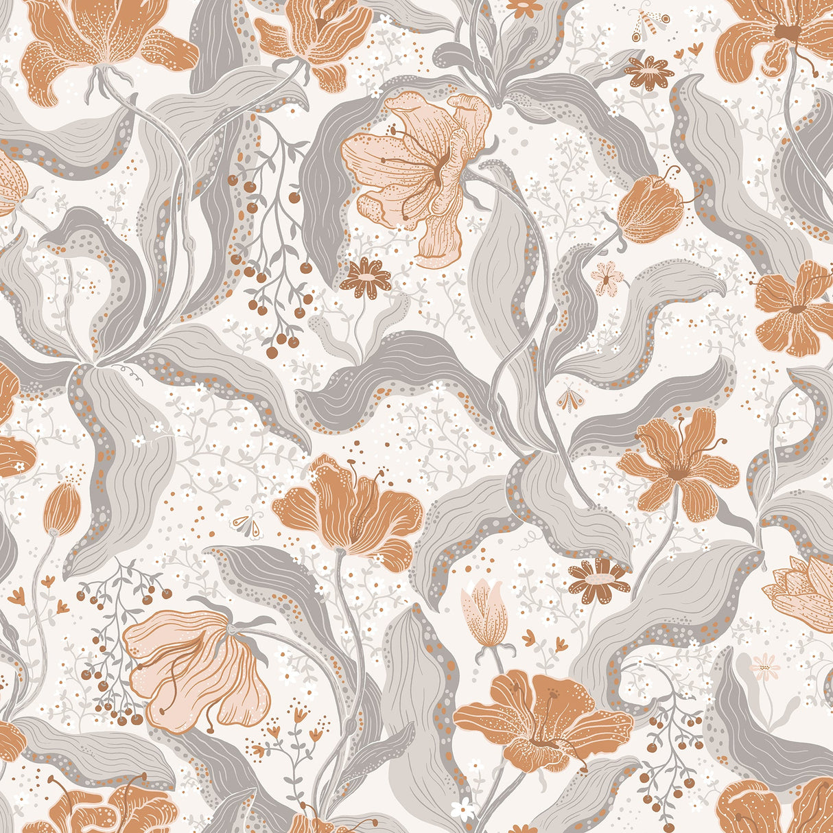 A-Street Prints 2932-65114 Bodri Grey Tulip Garden Wallpaper