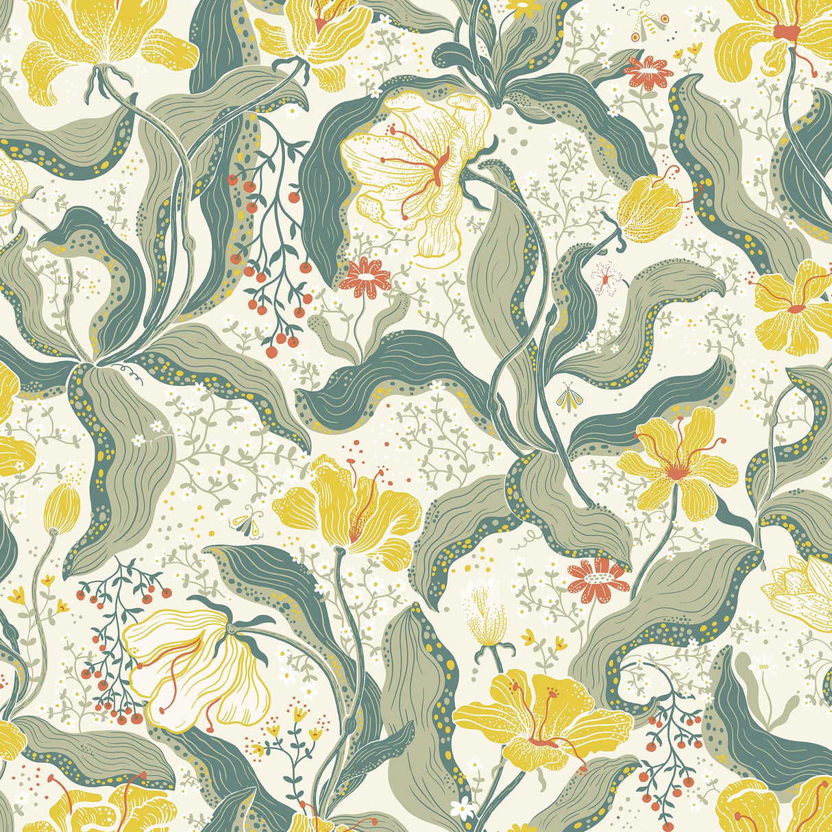 A-Street Prints 2932-65118 Bodri Yellow Tulip Garden Wallpaper