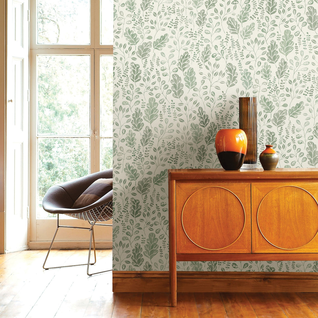A-Street Prints 2948-27014 Isha Green Leaf Wallpaper