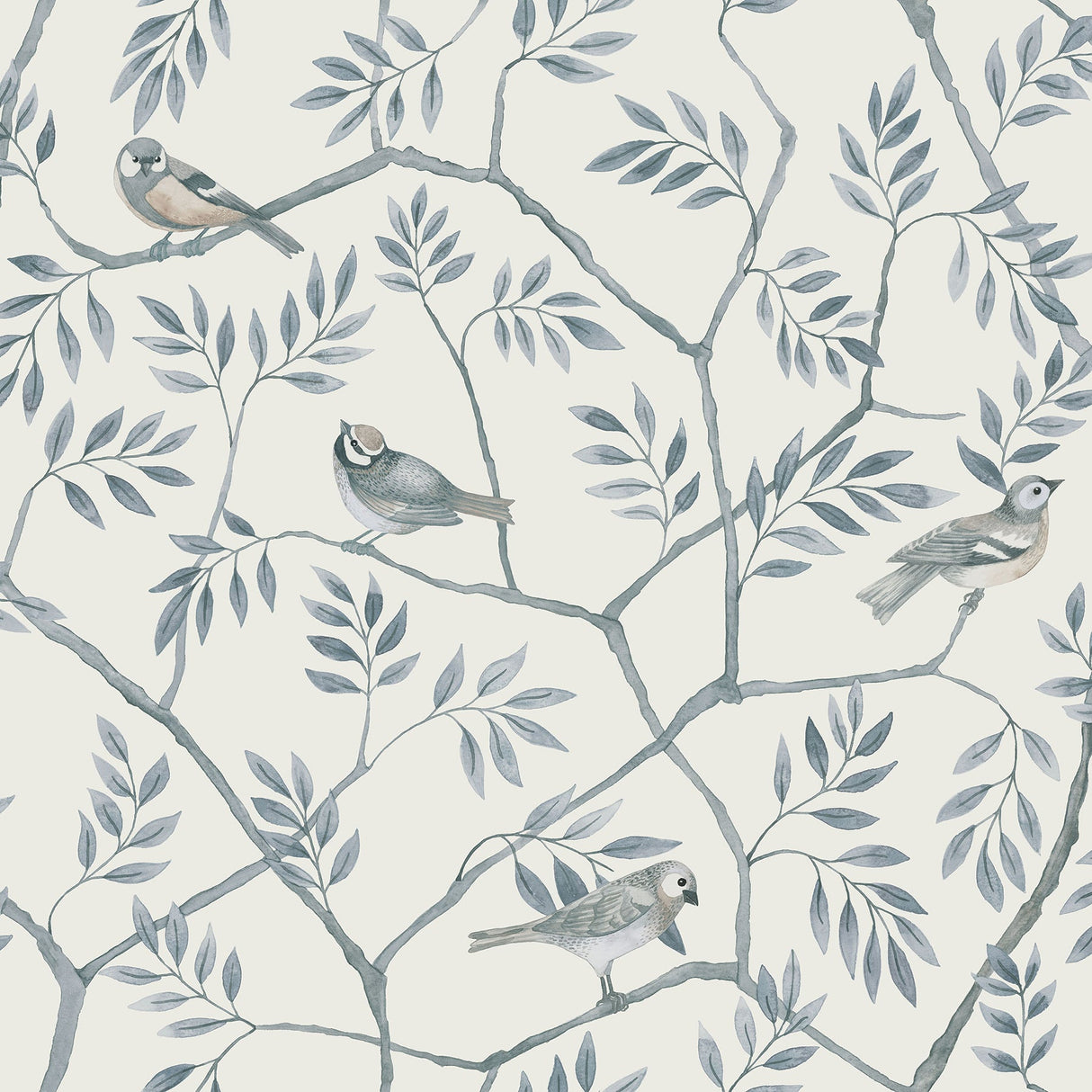 A-Street Prints 2948-27016 Crossbill Light Blue Branches Wallpaper
