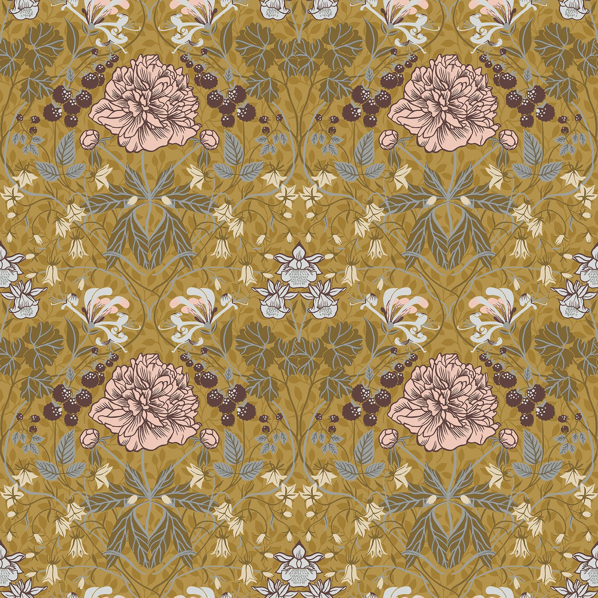A-Street Prints 2948-28016 Celestine Mustard Floral Wallpaper - Eade's Wallpaper