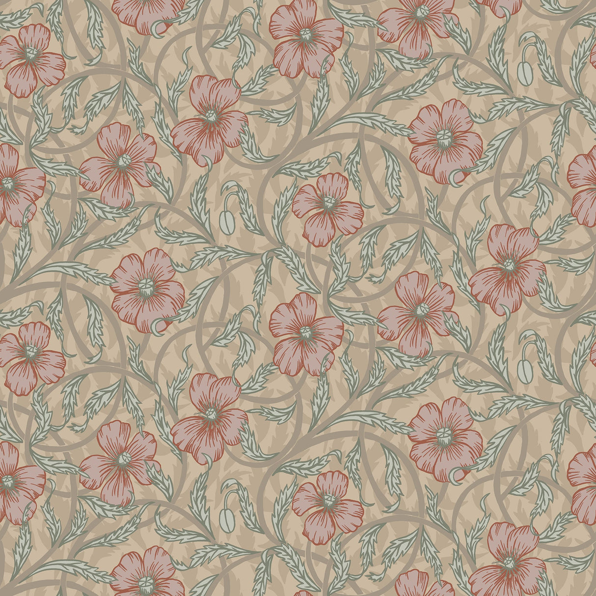 A-Street Prints 2948-28026 Imogen Light Brown Floral Wallpaper