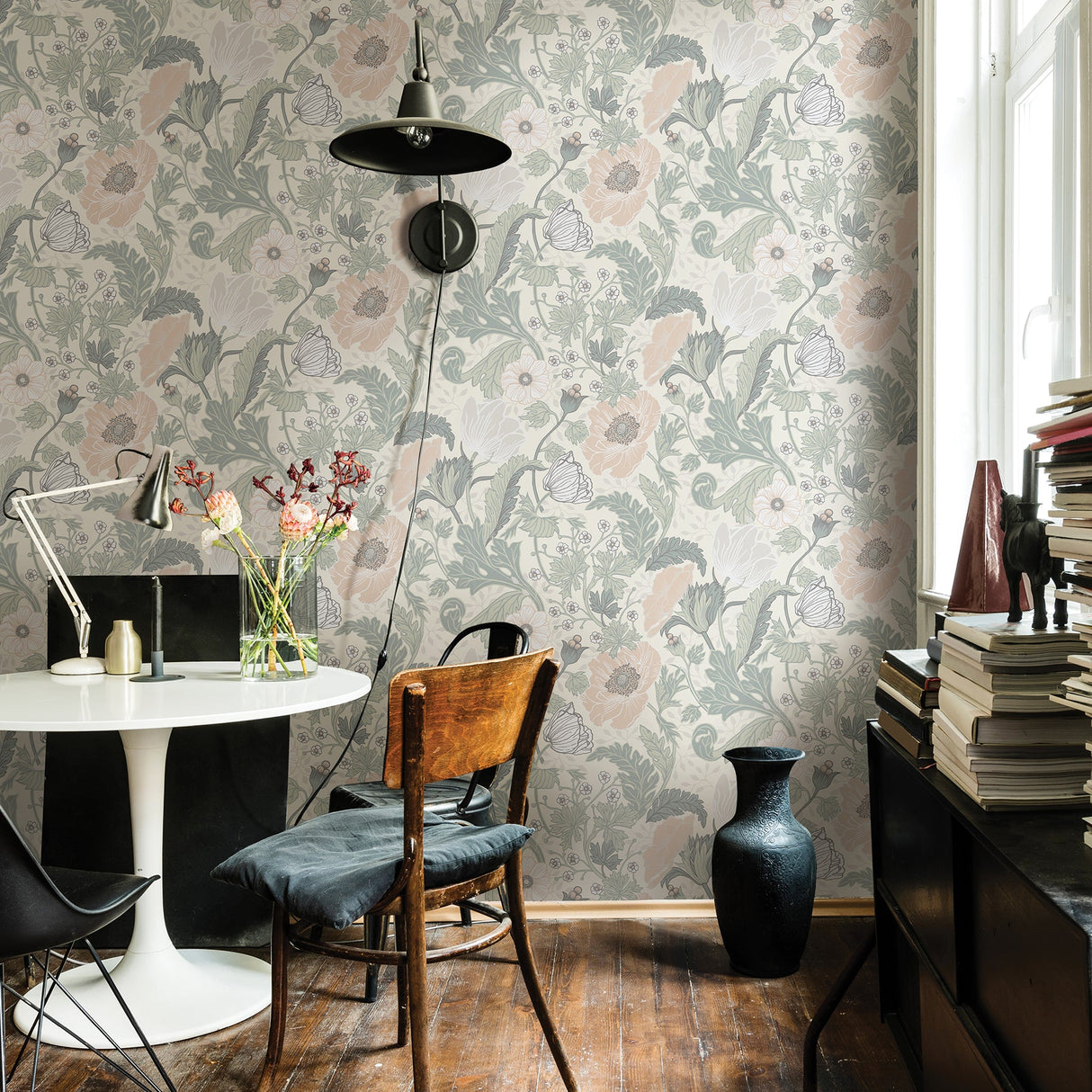 A-Street Prints 2948-33000 Anemone Light Grey Floral Wallpaper